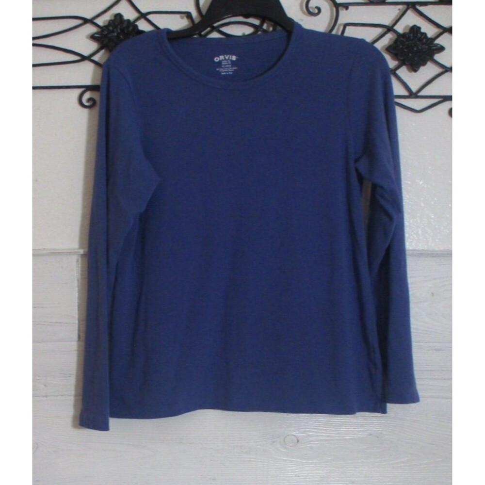 ORVIS Women's Knit Top Size XL Long Sleeve Purple Round Neck